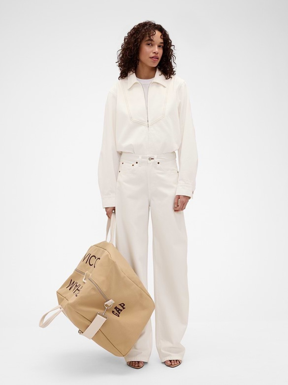 GAP x Victoria Beckham Denim Zip Shirt Fresh White Size XXS